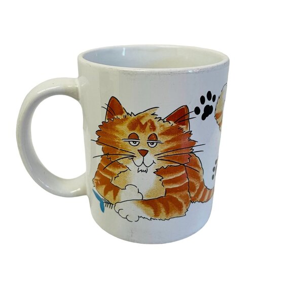 Cute Tabby Cat Paw Print Ceramic Coffee Mug Kitten - Picture 2 of 6